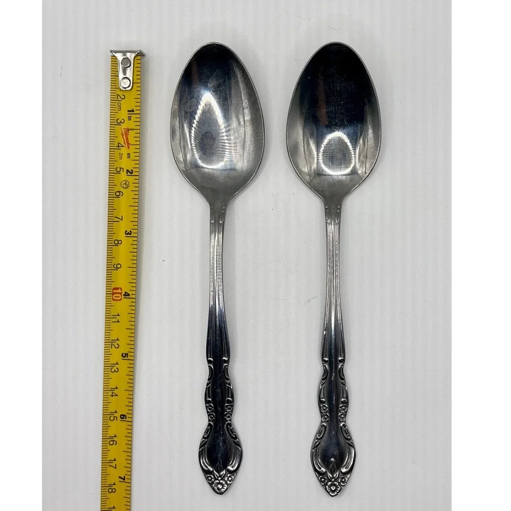 Imperial tablespoons 7.25in excellent floral scroll stainless Korea 2pc